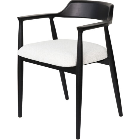 Poltrona in legno, sedia rivestita in tessuto, design di metà secolo per soggiorno/sala da pranzo/ufficio, nera