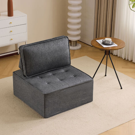 Divano relax, poltrona monoposto, adatta per camera da letto o soggiorno, lino, 81×81×80cm, grigio