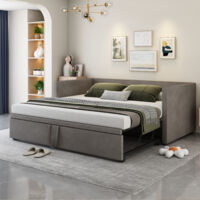 Divani letti estraibile 90/180x200 cm, multifunzionale, velluto, letti per adulti e bambini, grigio - A