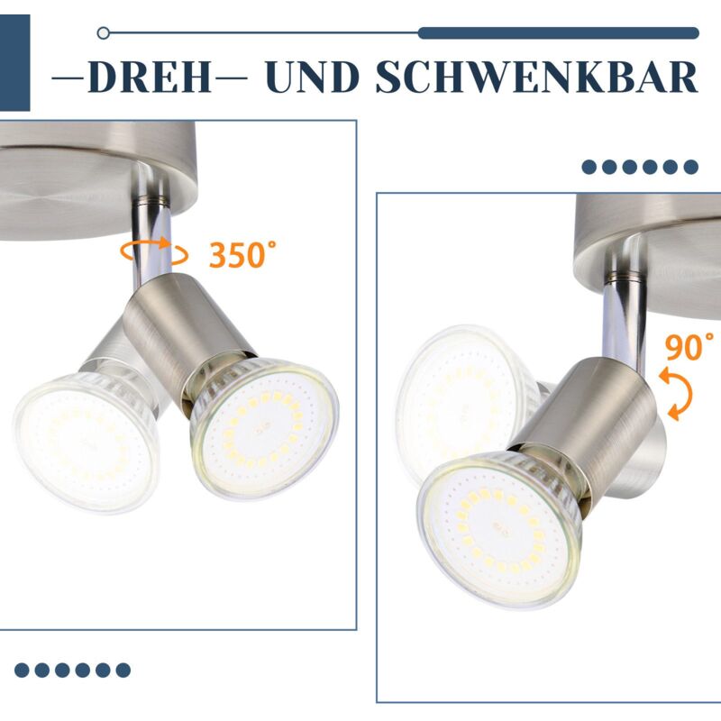 Deckenstrahler Graphit Für 2x GU10 Bis 35W – Metall-Spotstrahler Schwenkbar, Retro-Design, Für Wohnzimmer & Flur