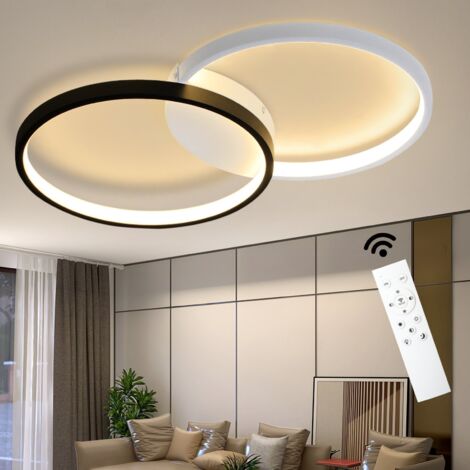 LED Deckenleuchte Dimmbar 45cm 35W Schwarz Mit Fernbedienung - Moderne S-Form Für Wohnzimmer & Büro
