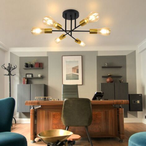 IDEGU Vintage Deckenleuchte Mit 5 Armen – E27, Ø 70 Cm, Goldfarben Für Wohnzimmer, Esszimmer & Hotel