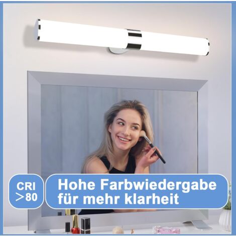 LED Spiegelleuchte Bad Spiegellampe -GBLY 15W Badleuchte Wand 60CM Chrom Wandlampe Wasserdicht IP44 Wandleuchte Neutralweiß 4000K Feuchtraumleuchte Modern für Badezimmer Keller Küche Badschrank