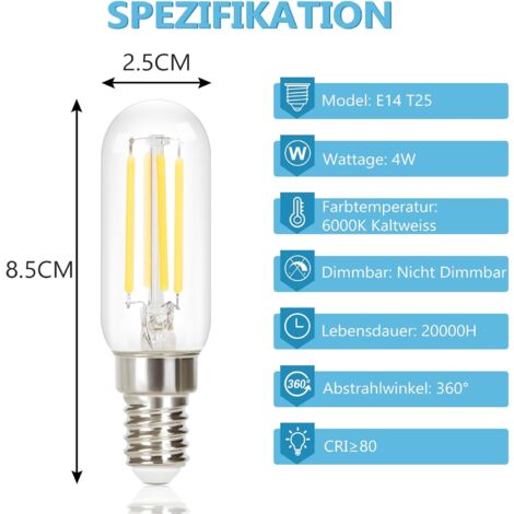 10x E14 LED Birnen 5W – Kaltweiß 6000K, 500 Lumen, Ersetzt 50W Glühlampe
