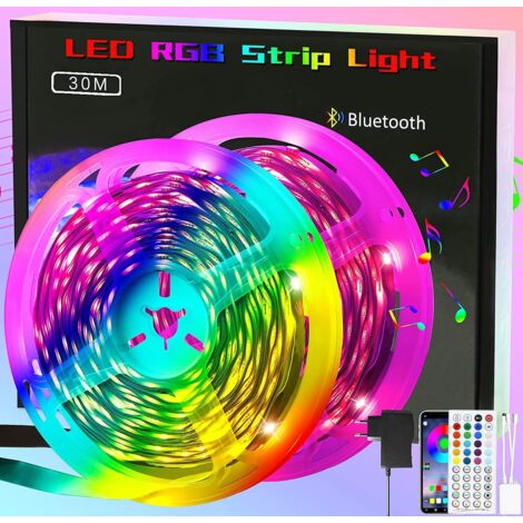 GBLY LED Strip 30m Lichtband Smart - RGB LED Streifen 16 Mio. Farbwechsel - Musik Lichterkette einstellbar mit Fernbedienung App Steuerbar - LED Beleuchtung für Zuhause Party Schrankdek TV Deko (1/5)
