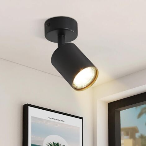 GBLY LED Deckenleuchte Schwarz Deckenstrahler: GU10 Deckenlampe Spots 1 Flammig 330°Schwenkbar Deckenspots Modern Flurlampe Industrial Wandstrahler für Wohnzimmer Schlafzimmer Küche Ohne Leuchtmittel (1/5)