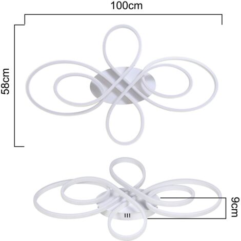 KSIBNW LED Deckenlampe Dimmbar – 90W, Mit Fernbedienung & APP, 8 Ring Design, 2700K-6500K, Weiß