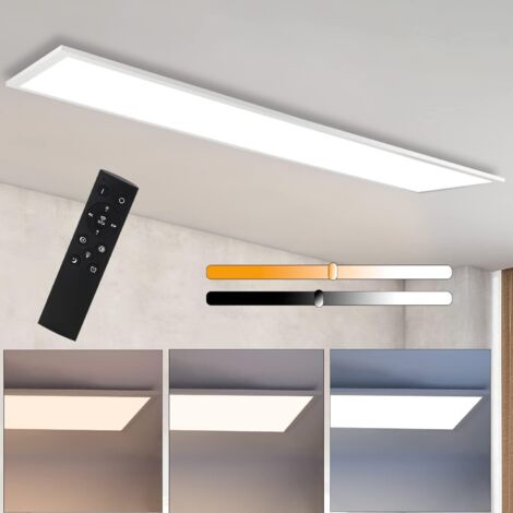 GBLY Deckenlampe LED Deckenleuchte Flach - Dimmbar Wohnzimmer Schlafzimmer Küche Panel Wohnzimmerlampe Groß 48W 120  30CM Küchenlampe Flur Lang Rechteckig Deckenpanel Büro mit Fernbedienung