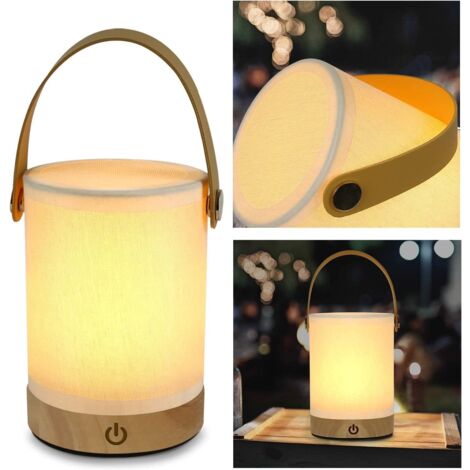 GBLY 2ER Nachttischlampe Touch LED Tischlampe - Dimmbar Geschenk Tischleuchte Kabellos mit USB Batteriebetrieben Akku Modern Tragbare Nachttischleuchte aus Stoff Bettlampe Kinder Schlafzimmer