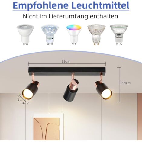 Deckenstrahler 3flammig Graphit – Spot-Leuchte Mit GU10 Fassungen, Schwenkbar, Für Wohnzimmer & Flur