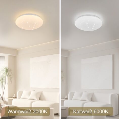 GBLY Deckenlampe LED Deckenleuchte Schlafzimmer - Ø30cm Schlafzimmerlampe Sternenhimmel Badlampe Warmweiß Rund Deckenbeleuchtung 18W Flurlampe IP44 für Kinderzimmer Küche Flur Badezimmer Wohnzimmer