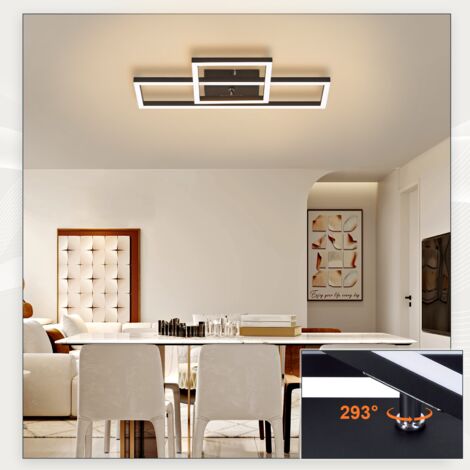 LED Deckenleuchte Dimmbar, 76 W, Rund – Mit Fernbedienung, 3000K–6500K, Schwarz (modernes Design)