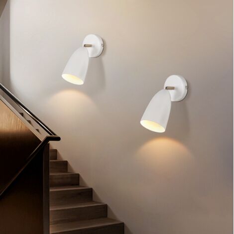 GBLY Wandleuchte Innen Wandlampe GU10-2er Schlafzimmerlampe Wandleuchten Modern Weiß Flur Wandstrahler Schwenkbar Metall Küchenlampe Wandlicht für Wohnzimmer Küche - Ohne Leuchtmittel