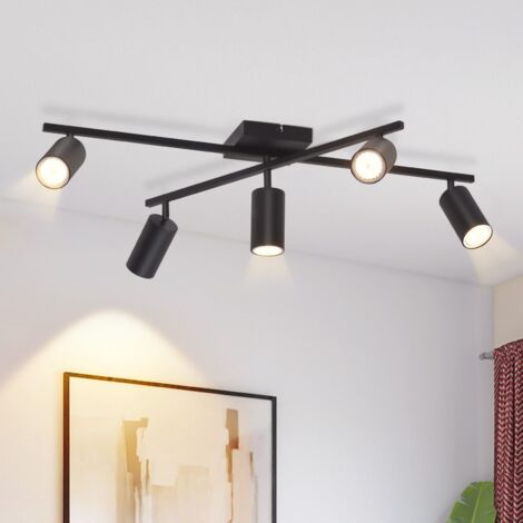 GBLY Deckenstrahler schwarz Deckenleuchte 5 flammig: Spots Deckenlampe GU10 modern Strahler Wohnzimmerlampe 350° Schwenkbar Deckenspots für Küche Wohnzimmer Schlafzimmer - Ohne Leuchtmittel