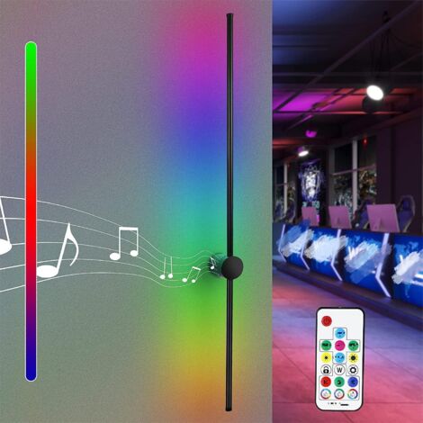GBLY Led Wandleuchte Innen Wandlampe: 100CM RGB Schwarz Musik Flurlampe Modern Design Dimmbar Schlafzimmerlampe mit Fernbedienung Wandbeleuchtung für Flur Treppenhaus Schlafzimmer Wohnzimmer