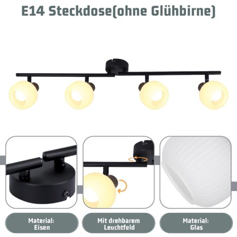 Homefire Deckenstrahler Schwarz – Schwenkbar 350°, E14 Fassung, Vintage-Design Mit Mesh-Schirm