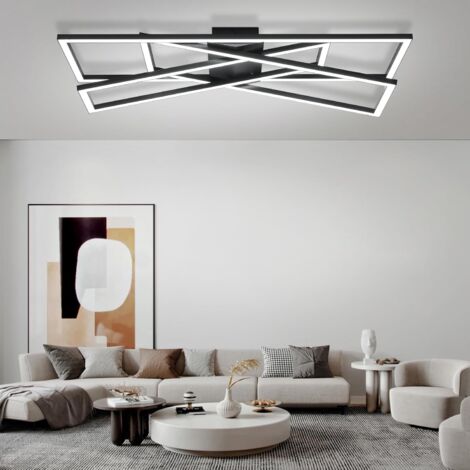 LED Deckenleuchte Dimmbar, 76 W, Rund – Mit Fernbedienung, 3000K–6500K, Schwarz (modernes Design)