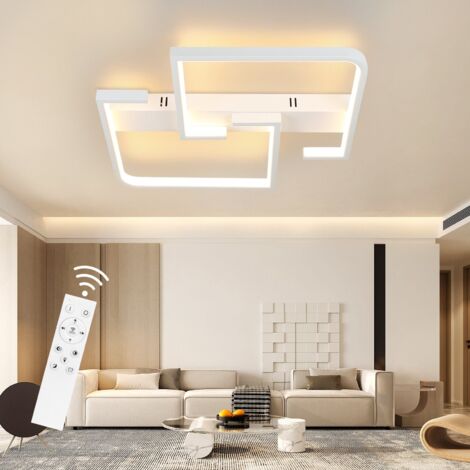 Deckenlampe LED Deckenleuchte Wohnzimmer Dimmbar mit Fernbedienung 45W 60CM Weiß Wohnzimmerlampe aus Metall Modern Design Schlafzimmerlampe für Schlafzimmer Esszimmer Küchen Arbeitszimmer (1/5)