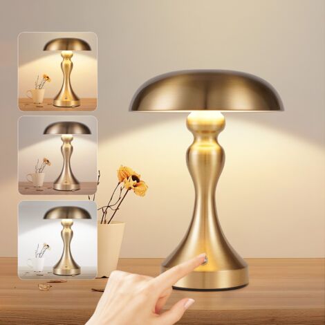 GBLY Tischlampe Kabellos Nachttischlampe LED - Akku Tischleuchte Touch Dimmbar Retro Vintage Gold Bronze Lampe mit USB Aufladbar Batterie Tischlampen für Fensterbank Wohnzimmer Schlafzimmer