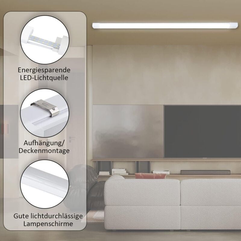 Plafoniera LED Bellanny 90cm 30W - Luce Lineare 3600LM Bianco Freddo 6500K Per Ufficio, Garage E Casa - Foto 8