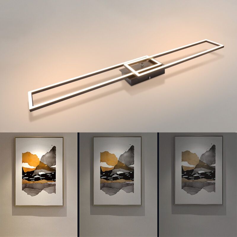 Plafoniera LED GBLY 55W Dimmerabile - 4 Anelli Metallico, Nero, Per Soggiorno E Camera