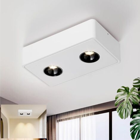 GBLY LED Faretti da soffitto montati a superficie - 14W Faretto montato a superficie bianco Faretto montato a superficie con 2 fiamme bianche calde per cucina soggiorno sala da pranzo ufficio