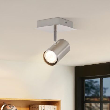 Plafoniera LED Orientabile Glitzerlife – 4 Faretti In Metallo Nero Per Interni, Regolabili 330°, E27 (Senza Lampadine)