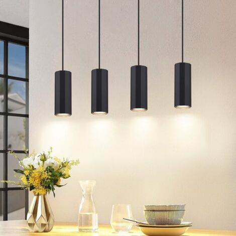 GBLY Lampe à Suspendre Table à Manger Noir 4 Flammes - Lampe à Suspendre GU10 Salon Industriel Salle à Manger Suspendue Métal Moderne Lampe à Suspendre pour Intérieur Cuisine Chambre à Coucher
