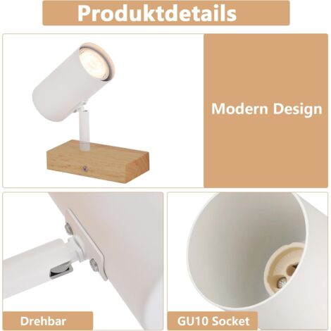 Faretto orientabile da soffitto Tao in metallo bianco e dorato 1xGU10 ø8cm