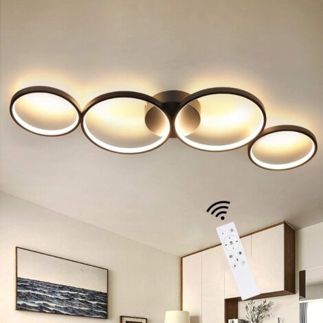 Lfoute Plafoniera LED Lampada Da Soffitto Moderna Per Soggiorno Lampadario Cerchio Dimmerabile Con Telecomando Paralume Acrilico Illuminazione Per Sala Da Pranzo Camera Da Letto Ristorante,Nero,80cm