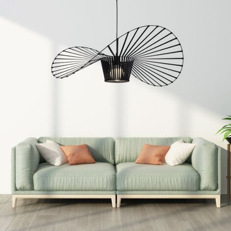 GBLY Lampadario, Lampada a Sospensione a Forma di Cappello Creativo, Lampadario da Soggiorno a LED retrò per Soggiorno Interno, E27, Nero, 60 cm