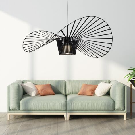 GBLY Lampadario, Lampada a Sospensione a Forma di Cappello Creativo, Lampadario da Soggiorno a LED retrò per Soggiorno Interno, E27, Nero, 100 cm