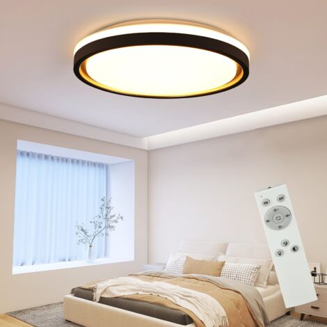 GBLY LED Plafoniera Camera da Letto - Diametro 30 cm Lampada da Camera Dimmerabile con Telecomando 18 W Illuminazione Soggiorno Lampada da Soggiorno Moderna Rotonda Nera Oro per Corridoio Cucina