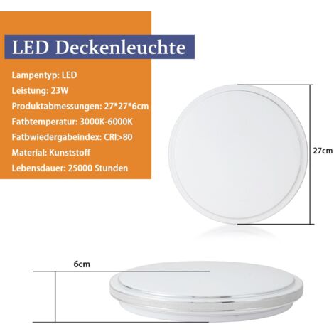 Plafoniera a LED  - GBLY Lampada da Camera da Letto Dimmerabile 23W con Telecomando Ø27cm Lampada da Corridoio Cielo Stellato Illuminazione a Soffitto Rotonda Lampada da Cucina Moderna