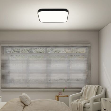 Plafoniera LED -GBLY  Lampada da soffitto LED nera 27 cm Lampada da cucina dimmerabile con telecomando Illuminazione da soffitto per bagno Lampada da bagno quadrata IP44 Lampada da corridoio 15W
