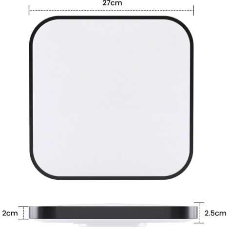 Plafoniera LED -GBLY  Lampada da soffitto LED nera 27 cm Lampada da cucina dimmerabile con telecomando Illuminazione da soffitto per bagno Lampada da bagno quadrata IP44 Lampada da corridoio 15W