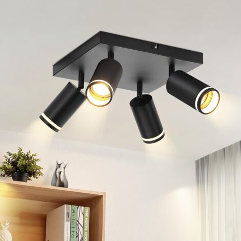 Plafoniera GBLY Faretto da soffitto a LED 4 lampadine: Plafoniera nera Faretti GU10 Lampada da