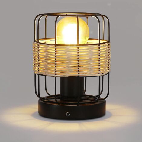 tectake® Lampada da Tavolo Retrò, Lampada Comodino Design Classico in Acciaio, Lampada da Tavolo Vintage con Illuminazione Indiretta, 40W, Ideale per Comodino e Scrivania - Biancvo