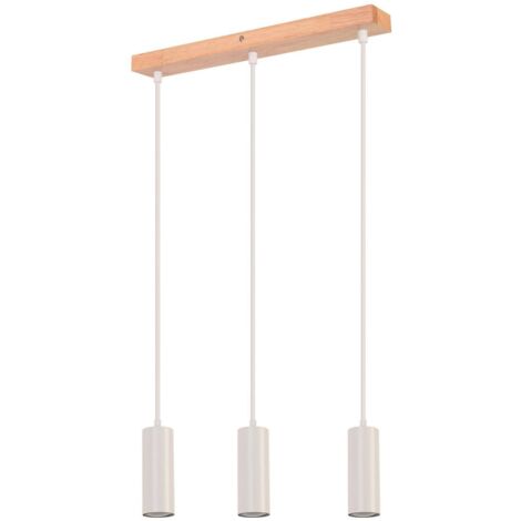 Lampada a sospensione GBLY a 3 lampadine Lampada da sala da pranzo in legno - Lampada a sospensione GU10 bianca vintage Lampada da corridoio per cucina rustica per soggiorno Camera da letto