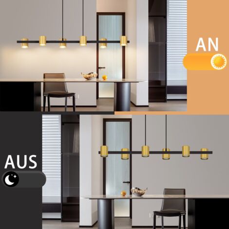 Depuley lampada a sospensione vintage con 5 fiamme, lampada a sospensione a LED da tavolo da pranzo in ferro, attacco E27, lampadine da 6 W, lampada a sospensione da cucina industriale, per