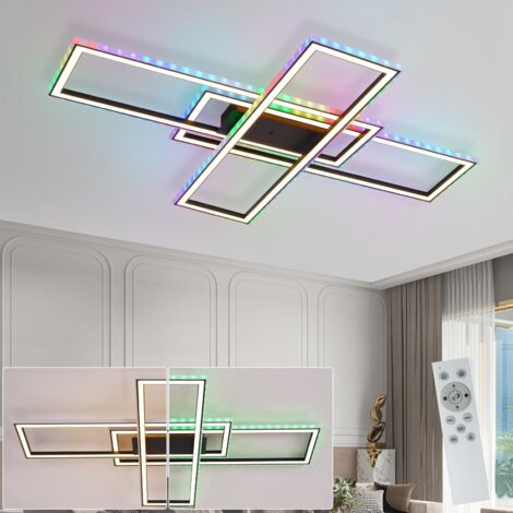 Plafonniere LED GBLY - 50W Lampada da salotto RGB Cambio colore Nero Lampada da camera moderna Dimmerabile con telecomando Lampada da corridoio Plafoniere girevoli per camere dei bambini