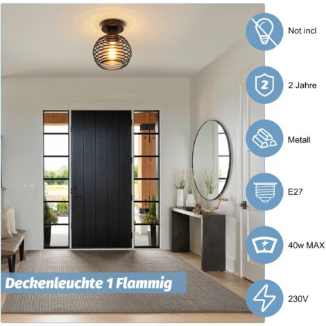 Plafoniera Vintage Semi-Incasso, Lampada Da Soffitto Industriale 3 - Foto 11