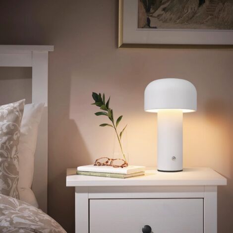 Lampada Notturna A Fungo LED – Luce Bianca Calda Per Comodino, Design Carino E Base In Legno