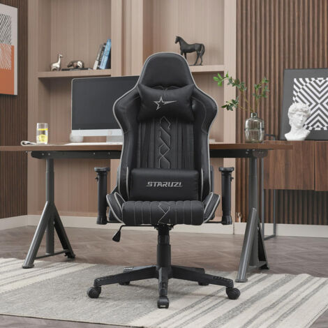 S*MAX Sedia Gaming Tessuto - Poggiapiedi, Braccioli 3D