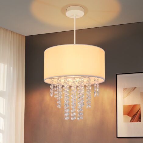 GBLY lampada sospesa per sala da pranzo - Lampada sospesa per camera da letto - Lampada sospesa E27 in cristallo e tessuto, moderna, design in stile rose, plafoniera (senza lampadina)