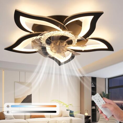 Acquista Ventilatore da soffitto a LED in cristallo da 48 cm con luci, telecomando WiFi, illuminazione moderna, plafoniera dimmerabile a tre colori in Italia a partire da 62