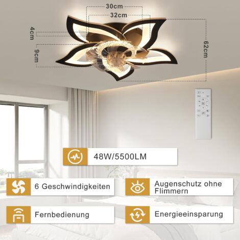 Lampadario Plafoniera a Soffitto a Led con Ventilatore Dimmerabile e Telecomando