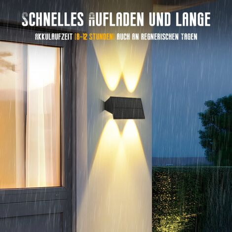 4 Lampade Da Parete A Energia Solare Per Esterni - 10 LED Luce Bianca Calda, IP65 Impermeabile, Per Giardino E Terrazzo