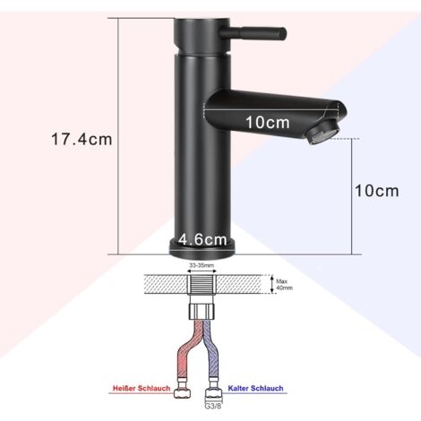 Rubinetto Per Lavabo Bagno Angolare Oro - Miscelatore Monocomando Con Scarico A Scomparsa - 3