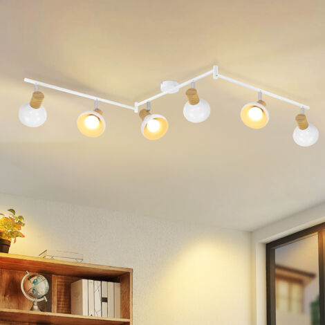 GBLY Plafoniera Vintage 6 Luci Faretti da Soffitto per Corridoio - 6 Lampadine Faretto da Soffitto per Interni con Orientabile Lampada da Corridoio in Ferro Bianco Industriale E14 (Senza Lampadina) (1/5)